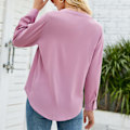 Miniatyrbild 1 av 4: Dam Långärmad Topp Enfärgad V-ringning Lös Passform Pullover Blus för Vardagsbruk Arbete Gata Rosa L