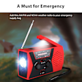 Miniatyrbild 2 av 4: Solardriven väderradio, handvevad självdriven nöd-FM/AM-radio bordslampa LED-ficklampa med 2000 mAh uppladdningsbart batteri och karbinhake för hemmet