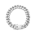 Miniatyrbild 2 av 2: Guldpläterad Hip Hop Iced Out Miami Cuban Link Chain Armband för Män och Kvinnor