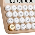 Miniatyrbillede 4 af 8: 12-cifret lommeregner med stort LCD-display, store knapper, standard mekanisk switch-lommeregner til kontor, skole, hjem, mælketefarve