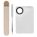 Miniatyrbillede 1 af 5: 304 Rustfrit Stål Kosmetisk Makeup Spatel Palet Sæt Kosmetisk Foundation Blanding Palet med PU Læder Cover