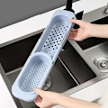 Miniatyrbillede 1 af 5: Vask Hylde Retractable Hul Drain Hængende Stang Design Plast Svamp Holder til Køkkenvask