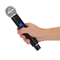 Miniatyrbild 1 av 2: 100-240V 641.4~672.3MHz 1 i 4 Professionell Handhållen Trådlös Mikrofon Kit Mikrofon för Karaoke Bröllop Offentliga Tal EU