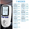Miniatyrbild 2 av 5: Effektivt energihanteringssystem, energiförbrukningsmätare med minnesfunktion och digital display för hushållsapparater (1 enhet)