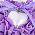 Miniatyrbilde 5 av 5: Romantisk rose bryllup favoriserer hjerte perle gave ring boks pute pute