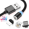 Pikkukuva 1 / 5: 3-in-1 magneettinen latauskaapeli, nailonmagneetti USB-kaapeli, magneetti