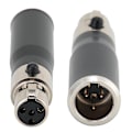 Miniatyrbillede 5 af 5: 2 stk. Mini XLR 3-polet han til Mini XLR 4-polet hun adapter stik i zinklegering