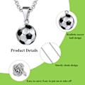 Miniatyrbild 4 av 5: QttvbTna Fotboll Halsband i Rostfritt Stål och Fotbollsarmband, Fotbollshänge Halsband Silver och Fashion Fotboll Drip Armband för Fotboll