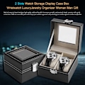 Miniatyrbild 4 av 5: 2 Fack Watch Förvaringsdisplay Case Box Armbandsur Lyx Smyckesorganisatör Kvinna Man Present