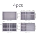 Miniatyrbild 3 av 5: Smyckesfack Organizer Set om 4 Sammetsstapelbara Smyckeslådor Organizer Fack Örhänge Ring Halsband Armband Display Stativ Showcase Smyckesförvaring
