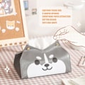 Miniatyrbillede 7 af 8: Tegneserie Tissue Box Læder Eksklusiv Sød Hundeform V-formet Åbning Knap Design Tissue Papir Box Holder Husky