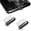 Pikkukuva 1 / 5: 2 kpl Type-C pölysuoja, USB C -portin pölysuojatulpat, pölysuoja Type C -laitteille, kuten Samsung/MacBook/VivoX5Pro/iPhone/ Micro USB /Android Black