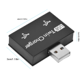 Miniatyrbillede 3 af 5: Hub USB2.0 Han til 2-Port USB Twin Charger Splitter Adapter Konverter Koncentrator (Sort)