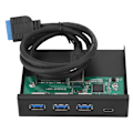 Pikkukuva 2 / 5: 3-porttinen USB3.0 + 1-porttinen USB3.1 tyypin C -liitäntälaajennuskorttipaneeli, musta