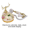 Miniatyrbild 1 av 2: MS-9100 Rund bas keramisk europeisk ros retro telefon för automatisk detektering till FSK / DTMF Caller ID