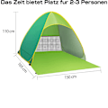 Miniatyrbild 4 av 5: Portabelt Solskydd, Lättmonterat Pop Up Strandtält med UPF 50+ Solskydd, Värmeisolering, Andningsförmåga & Barnvänlig Design för Oändligt