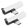 Pikkukuva 2 / 8: 2 kpl 2-in-1 TypeC - 3,5 mm:n ääniaukon kaapelilaturi, kuulokemikrofonin jakosovitin (hopea)