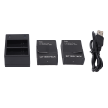 Miniatyrbillede 1 af 5: Kamera Batteri Oplader Hurtig Dobbelt Slot Batteri Oplader med 2 Batterier Kompatibel med Hero 2 3