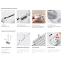 Miniatyrbilde 8 av 8: Tastaturbørste separat dobbelthodet design 5 i 1 multifunksjon 3 raders design plast rengjøringsbørstepenn for hodetelefoner svart rød