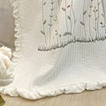 Miniatyrbild 1 av 2: Bomullstäcke Ren Färg Hem Mode Elegant Tencel Broderimönster Bomull Sommarkyl Täcke Vit 2 X Örngott 48x74cm