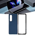 Miniatyrbilde 1 av 8: Telefondeksel Folding Mobiltelefon Beskyttende Deksel Full Protection for Galaxy Z Fold 3 Karbonfiber TeksturBlå