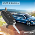 Miniatyrbillede 4 af 5: 1J0959753AH 3 knappers bil fjernbetjening nøgle 434MHz ID48 chip sender til   Skoda sæde