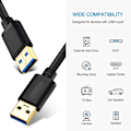 Miniatyrbillede 4 af 5: Usb 3.0 A til A 1,8 meter han kabel 90 cm, Usb kabel til Usb han til han Usb ledning med guldbelægning