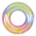 Miniatyrbild 1 av 5: Uppblåsbar Pool Float Transparent Med Regnbågsfärgade Paljetter, Konfetti Premium Badring För Oförglömliga Poolpartyn Och Strandsemestrar, Stödjer Vuxna