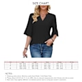 Miniatyrbild 4 av 4: Dam V-ringad Topp Halv Volangärm Ren Färg Lös Passform Sommar T-shirt för Vardagsbruk Svart S