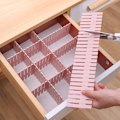 Miniatyrbillede 1 af 2: 4 stk. skuffeopdeler i plast til opbevaring i skuffe, justerbar skillevæg til hjemmet, lyserød, lang 37 x 7 cm