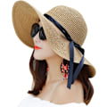 Miniatyrbillede 1 af 5: Dame Bredskygget Solhat i Halm, Floppy Foldable Roll up Cap Su