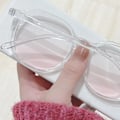 Miniatyrbillede 1 af 2: Store rammebriller blokerer blåt lys 0 dioptrier computerspilbriller til fashion dame transparent hvid blush 0 dioptrier briller