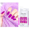 Miniatyrbillede 1 af 3: 24 stk. falske firkantede negle lysende neon fluorescerende ballerina tryk på negle falske spidser kunstig finger fest manicure til kvinder og piger