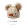 Miniatyrbild 2 av 5: Toddler Hat， Färg Vinter Dubbel Pom Pom Stickad Mössa