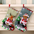 Miniatyrbild 5 av 5: Unika julstrumpor i säckväv för julfesten, tomte snögubbe julstrumpor i säckväv, perfekt juldekoration säckväv