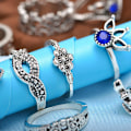 Miniatyrbillede 1 af 2: 13 stk. Boho Krystal Blomster Ring Sæt Vintage Punk Finger Ringe Retro Ringe Gave til Kvinder Kæreste Kone