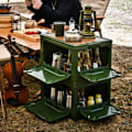 Miniatyrbild 1 av 8: Fällbar förvaringslåda för camping med trälock, hopfällbar förvaringsbehållare med hjul för bilcamping, picknick, OD-grön