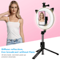 Pikkukuva 8 / 8: Matkapuhelimen Bluetooth-selfiekeppi 6 tuuman LED-täyttövalolla Integroitu jalustan live-teline