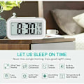 Miniatyrbild 2 av 5: Digital väckarklocka med inomhustemperaturmätare, stor display, tyst drift, stigande alarm, 12/24H-display för sovrum (Vit)