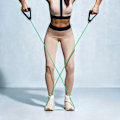 Miniatyrbild 4 av 5: Yoga elasticitet slitsad latex motståndsband bröst expander viktminskning multifunktion dragbälte fitnessutrustning (grön)