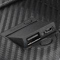 Miniatyrbillede 1 af 5: Trådløs opladningspung Sort PU Bærbar strømforsyning Oplader USB-kabler Porte