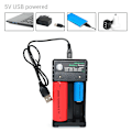 Miniatyrbillede 4 af 5: Bærbar hurtigoplader 2 slots 18650 batterioplader til genopladelige batterier