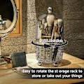 Miniatyrbild 3 av 5: Sminkborste organizer Swivel dammtät lock organizer box byrå hylla