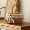 Miniatyrbilde 5 av 5: Liten kurv av flettet pil for blomster, bærbar oppbevaringskurv, piknikkurv, vevd rotting blomsterkurv, grønnsakskurv for frukt og grønnsaker, trefarge