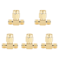 Miniatyrbillede 1 af 5: 5 stk. Guldbelagt messing 50 Ohm SMA han til dobbelt SMA hun adapter med standard polaritet
