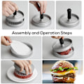 Miniatyrbild 4 av 7: Burgerpress, hamburgarepress, kraftig konstruktion med non-stick yta, perfekt hamburgarform för jämnt tillagade hamburgare, presentidé för hemmakockar