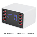 Miniatyrbilde 3 av 8: 8-porters skrivebordsvegglader smart hurtigladestasjon 3.0 USB C med LCD-skjerm 100‑240VEU-plugg
