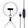 Miniatyrbild 1 av 5: 10 tum USB-skrivbordslampa LED-ringljus med triangulär fäste för direktsändning