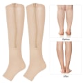 Miniatyrbilde 5 av 5: 1 par glidelås midt på leggen kompresjonsstrømper slanke leggings stretch sokker åpen tå (hudfarge s M)