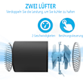 Miniatyrbild 4 av 7: Portabel Twin Turbo Mini Skrivbordsfläkt, Solid Metallkonstruktion USB Portabel Driven Fläkt med Fint Galler för Säkerhet, Tyst Drift och Justerbar